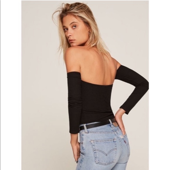 REFORMATION Prestin Ribbed LS Top in Black XS - Picture 3 of 6